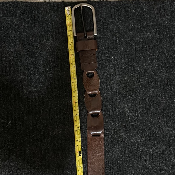*Landes Brown Italian Leather Belt With Braid - Picture 6 of 7